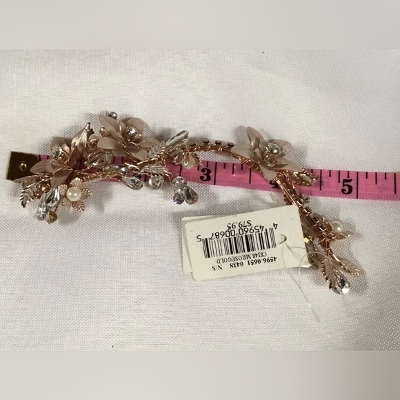 Hair Accessory.  Gold Leaf, Crystal & Rhinestone on Gold Metal Base main image 4